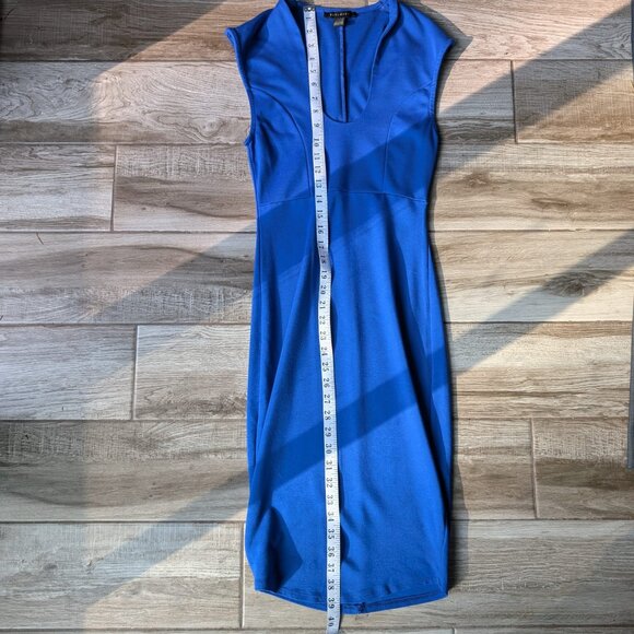 Revamped Women’s Blue Bodycon Midi Dress Size M Cap Sleeve Scoop Neck - Picture 4 of 5